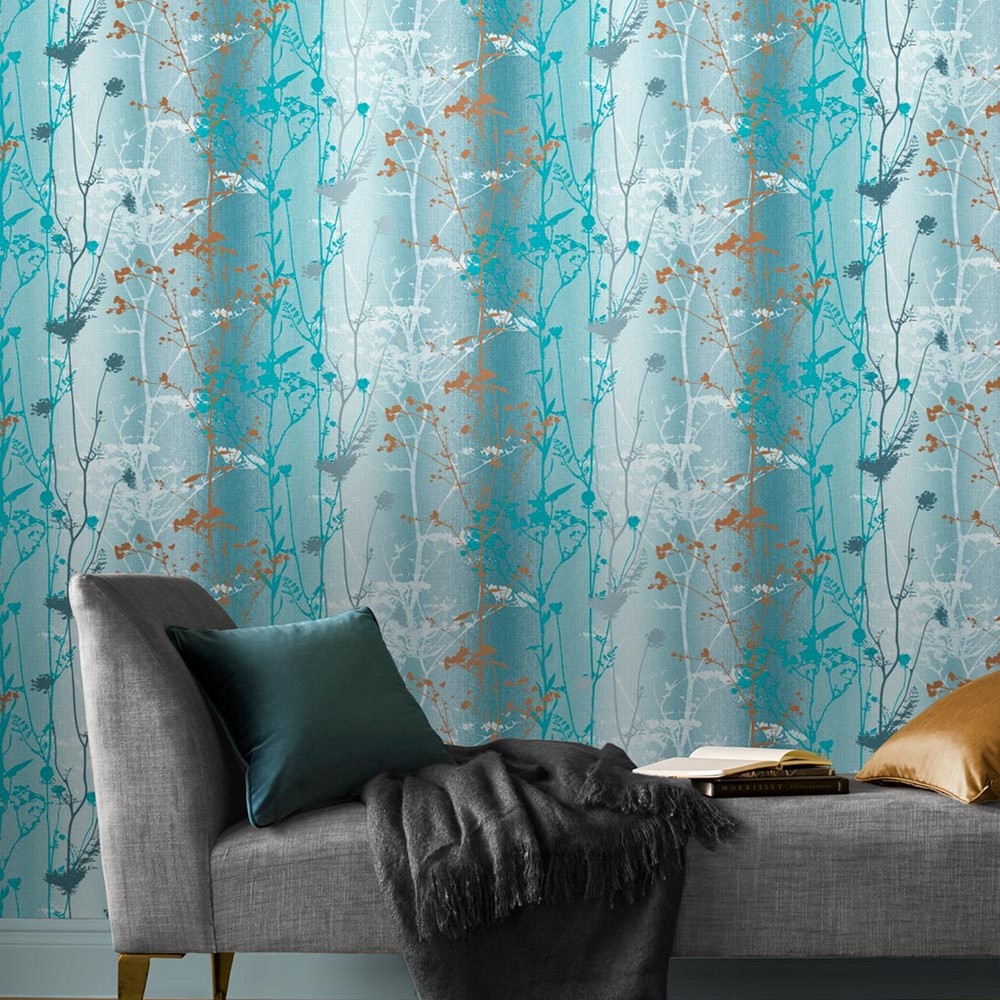 Wildflower Wallpaper 105894 by Graham & Brown in Teal Blue